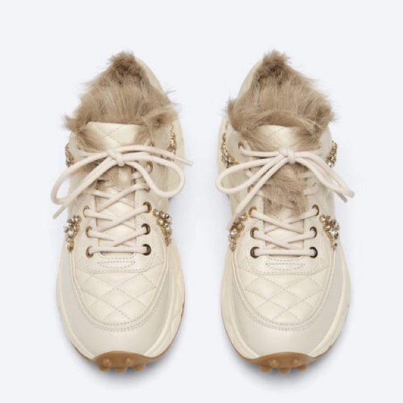 Uterque Leather & Fur Trainer Sneakers - Picture 2 of 10